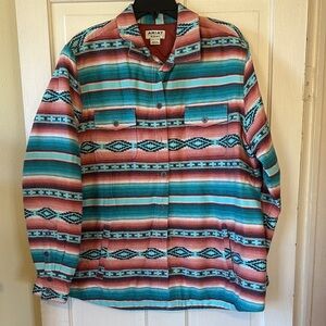 Ariat Teal and Coral Striped Shirt Jacket